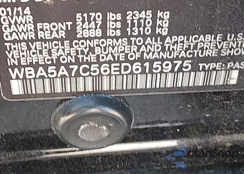 2014 BMW 528I xDrive z USA, uszkodzony, nr VIN WBA5A7C56ED615975